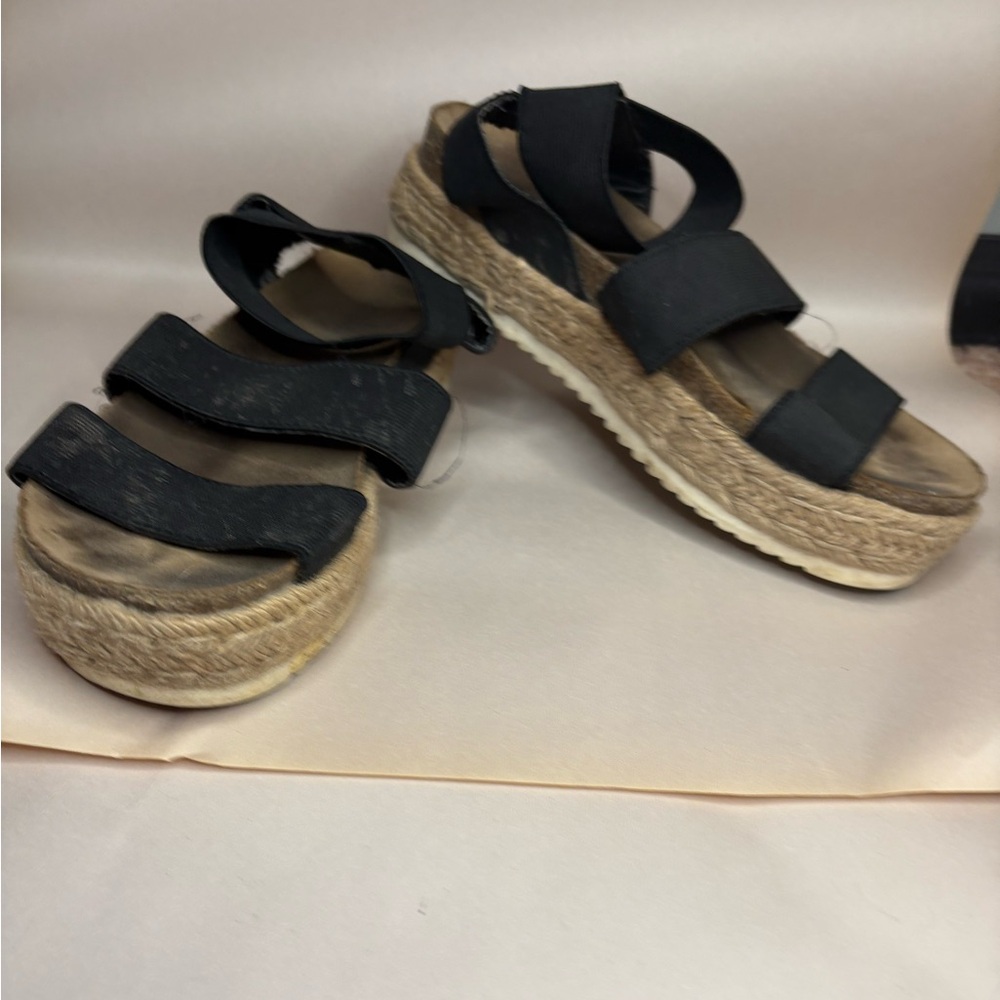 Black Espadrille Platform Sandals